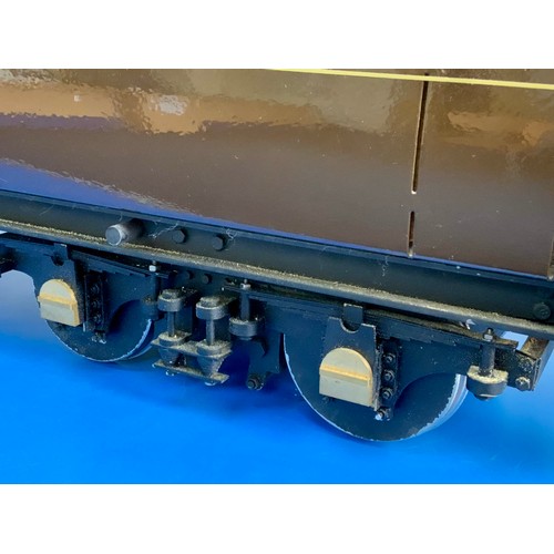  LARGE SCALE MODEL RAILWAY, A WINSON 5 INCH GAUGE GWR AUTO COACH, BUILT, PAINTED IN GWR CHOCOLATE & C... 