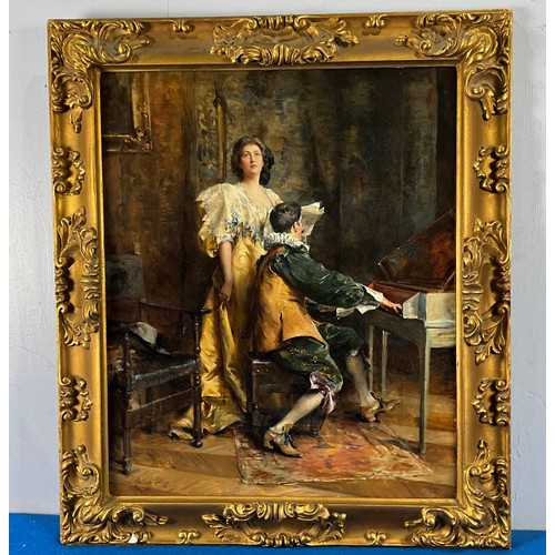 JULIAN RUSSELL STORY (AMERICAN, 1857-1919), OIL ON CANVAS, PORTRAIT OF EMMA EAMES WITH THE ARTIST (EMMA EAMES, WIFE OF THE ARTIST), APPROX. 60 X 72 cm WITH JOHN NOOTT GALLERIES LABEL