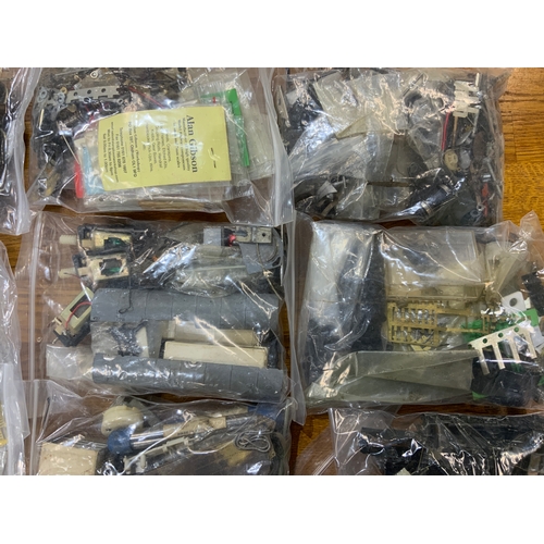 LARGE BOX OF SPARES, SEVERAL BAGS OF MOTORS, CHASSIS, SPRINGS SPARES ...