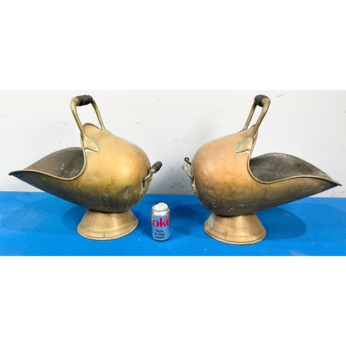 PAIR OF HELMET SHAPED COAL SCUTTLES