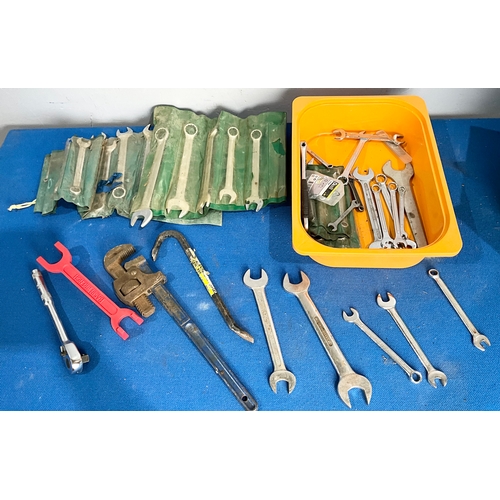 TRAY OF SPANNERS ETC