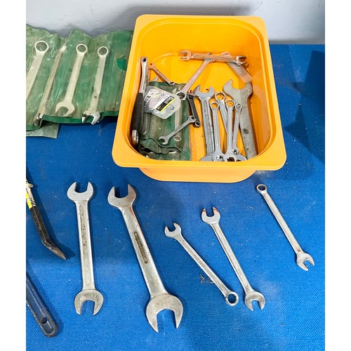 TRAY OF SPANNERS ETC