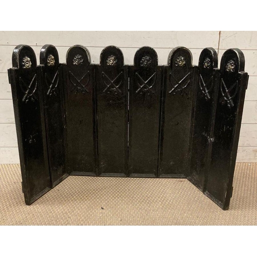 141 - A cast iron fire back casting of a hunting scene