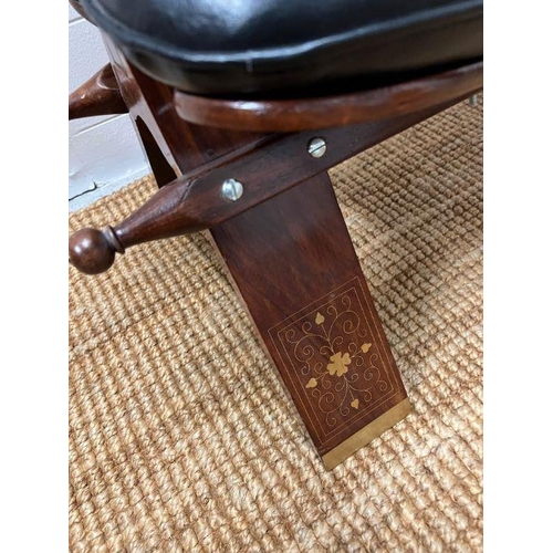 146 - A camel seat with a leather seat pad and inlay brass decorations (H38cm W70cm)