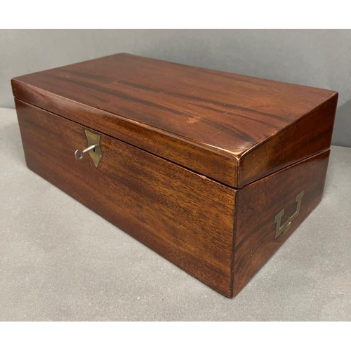 153 - A George III style writing box with brass handles opening to writing slope and compartments