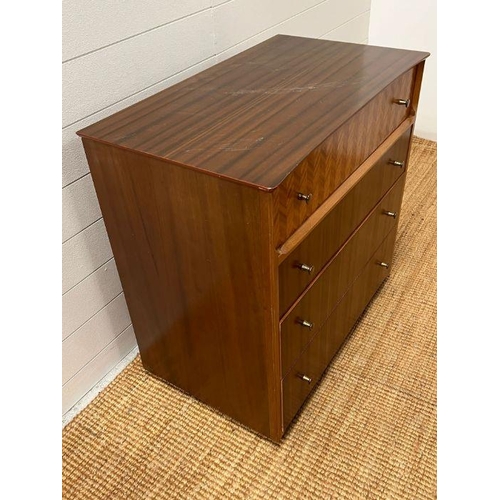 163 - A Uniflex Mid Century chest of drawers with inlaid top drawer by Peter Haywood (H76cm W78cm D45cm)
