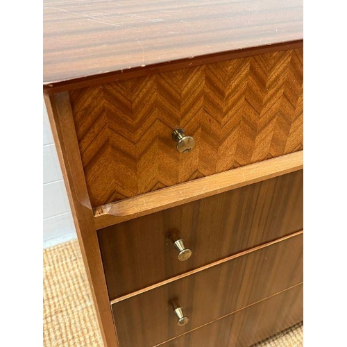 163 - A Uniflex Mid Century chest of drawers with inlaid top drawer by Peter Haywood (H76cm W78cm D45cm)