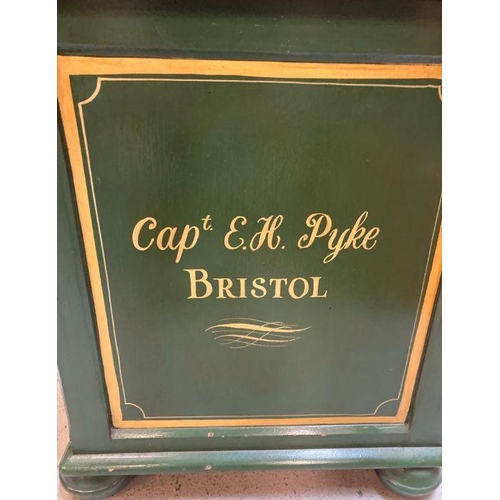 180 - A naval themed hand painted blanket box (96cm x 49cm x55cm)