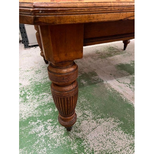 247 - Light oak square dining table with fluted baluster turned tapering legs and china castors (H75cm W15... 