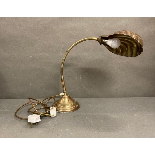 264 - An art deco style brass shell table lamp