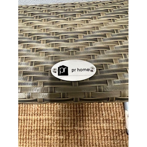 324 - Three rattan and aluminum sun loungers by Pr Home 180cm x 70cm