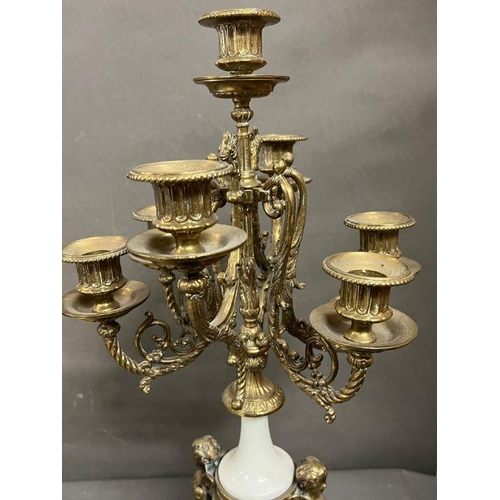 267 - Marble and gilt bronze French candelabra