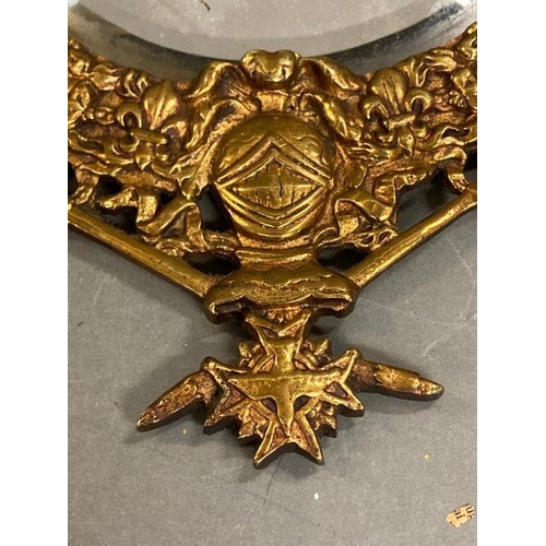 302 - A pair of vintage French brass coaching mirrors