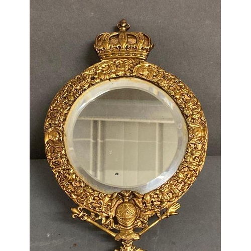 302 - A pair of vintage French brass coaching mirrors