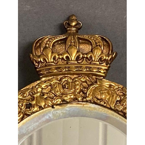 302 - A pair of vintage French brass coaching mirrors