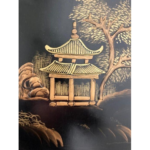 78 - A reproduction four panelled Japanese screen depicting children playing Height 183 width 173 at full... 