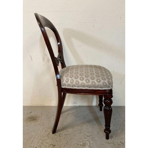 96 - A set of six mahogany balloon back chairs on turned legs