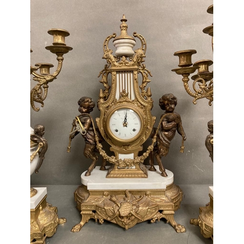 267 - Marble and gilt bronze French candelabra