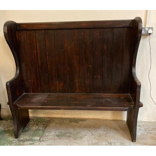 1 - A stained pine Art and Craft style bench or settle