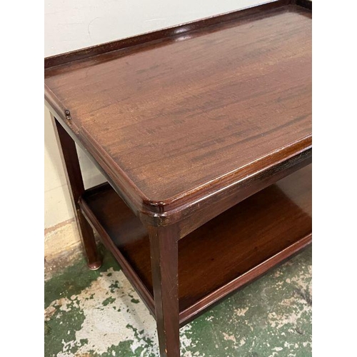 114 - A two tier mahogany side table (H64cm W77cm D50cm)