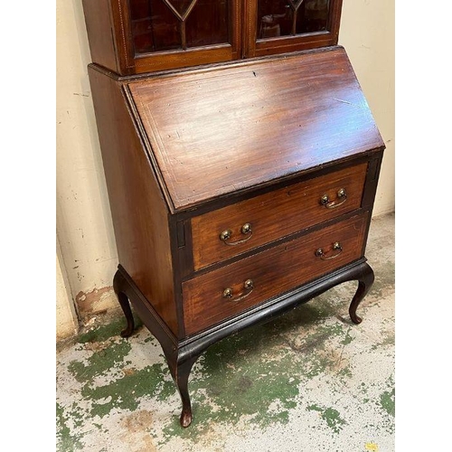 118 - A glazed bureau bookcase