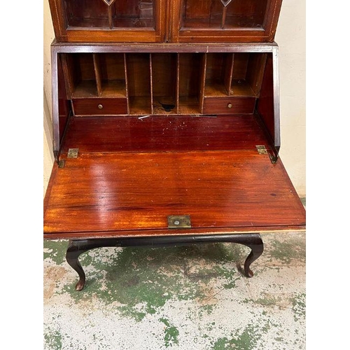 118 - A glazed bureau bookcase