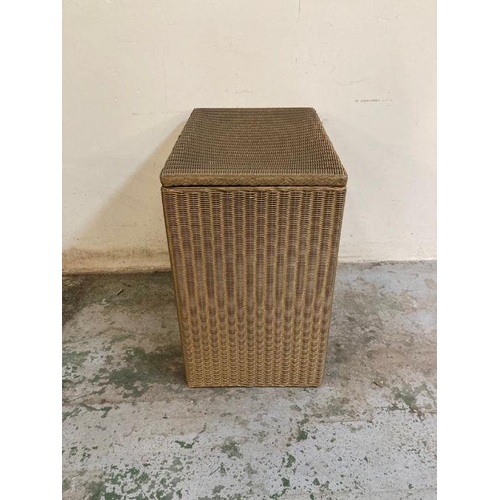 124 - A gold painted wicker laundry basket