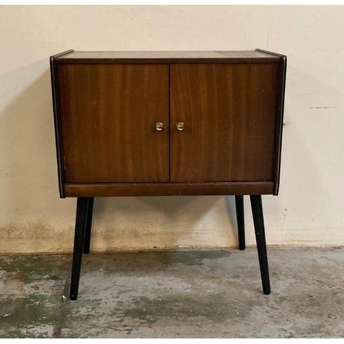 128 - A Mid Century two door record cabinet on splayed legs