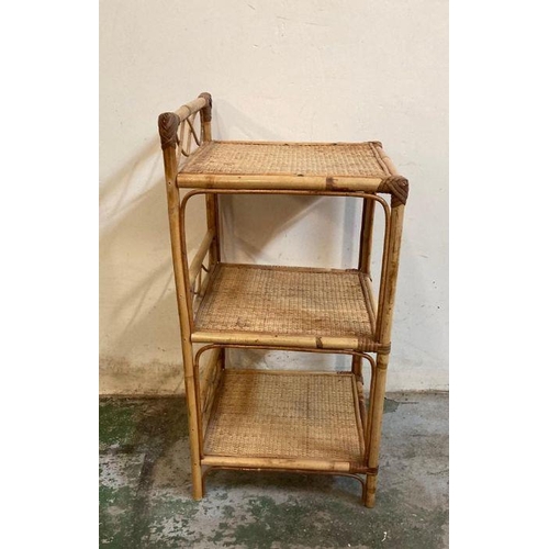 135 - A Boko bamboo three tier side table with galleried top (H67cm W33cm D33cm)