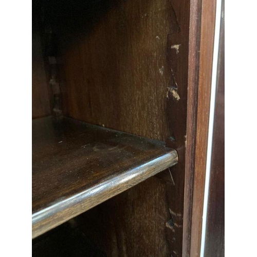 137 - A mahogany five shelf glazed bookcase on claw and ball feet (H180cm W100cm D34cm)