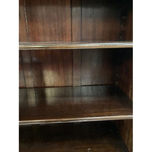 137 - A mahogany five shelf glazed bookcase on claw and ball feet (H180cm W100cm D34cm)