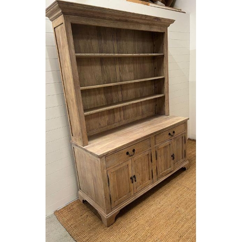 142 - A light beech Susie Watson  country house dresser, three adjustable shelves, sat on drawers and cupb... 