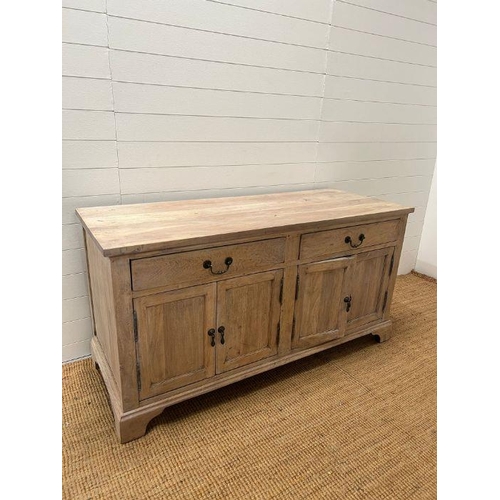 142 - A light beech Susie Watson  country house dresser, three adjustable shelves, sat on drawers and cupb... 