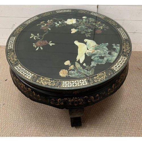 146 - A Chinese black lacquer coffee table (H47cm Dia76cm)