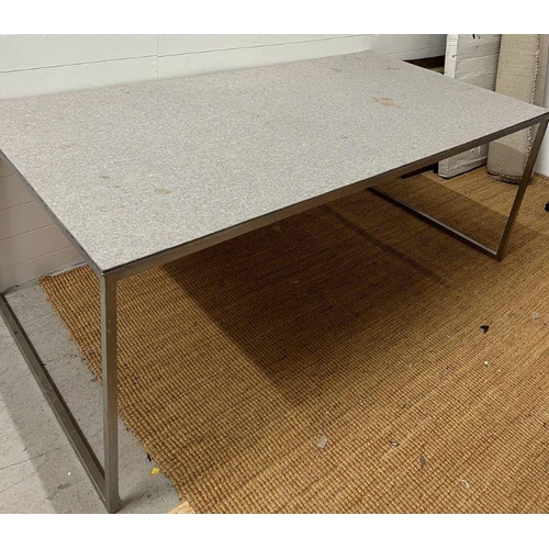 161 - A large chrome table with felt covered wooden top, designed by the architect Wells Mackereth Archite... 