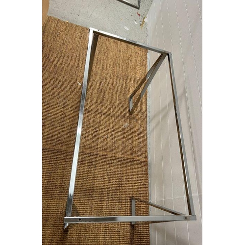 162 - A chrome table frame with triangle shape legs (H70cm W102cm D55cm)