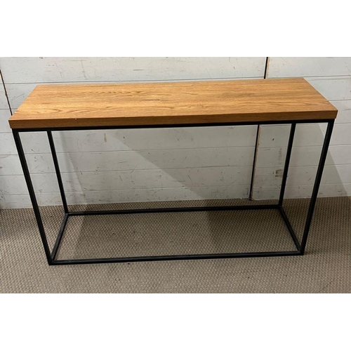 224 - A contemporary console table with metal square base (H75cm W120cm D36cm)