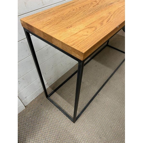 224 - A contemporary console table with metal square base (H75cm W120cm D36cm)