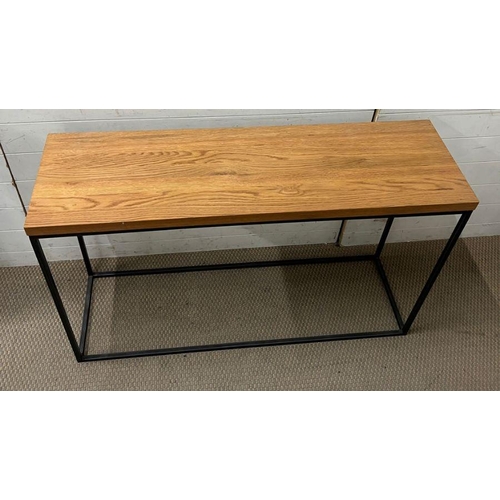 224 - A contemporary console table with metal square base (H75cm W120cm D36cm)