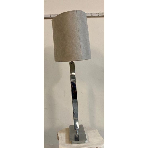 239 - A silver chrome oval table lamp with shade