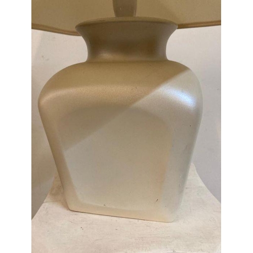 241 - A cream rectangular ceramic based table lamp