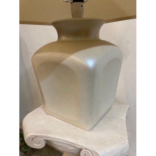 241 - A cream rectangular ceramic based table lamp