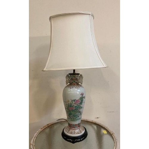 245 - A Chinese style table lamp with floral motif