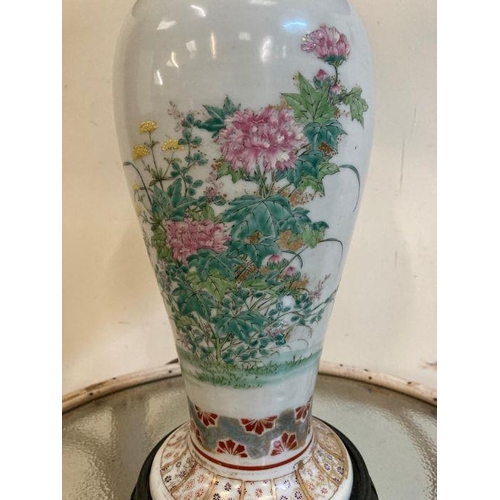 245 - A Chinese style table lamp with floral motif