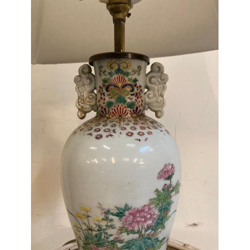 245 - A Chinese style table lamp with floral motif