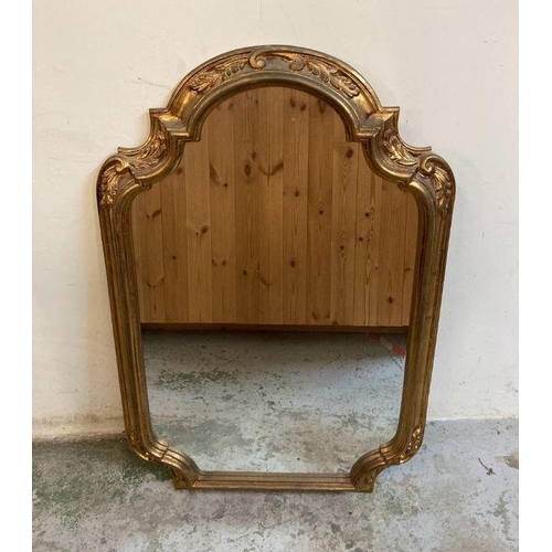 258 - A French style wooden framed and gold painted hall mirror