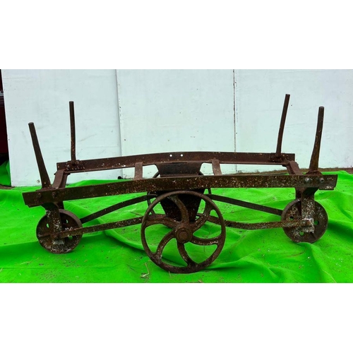 273 - A metal chassis for a wagon possibly barrels brewery (H89cm W170cm D61cm)