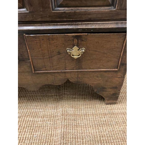 30 - An oak Georgian three drawer and two door dresser (H104cm W150cm D54cm)