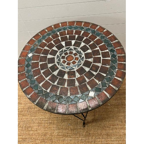 300 - A circular tiled top bistro table AF (H70cm Dia70cm)