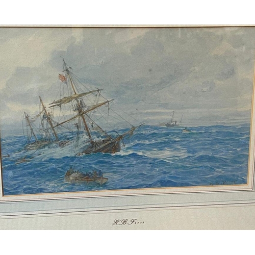 306 - Henry Branston Freer (1876-1947) maritime watercolour 'Rescued' (33cm x 21cm)